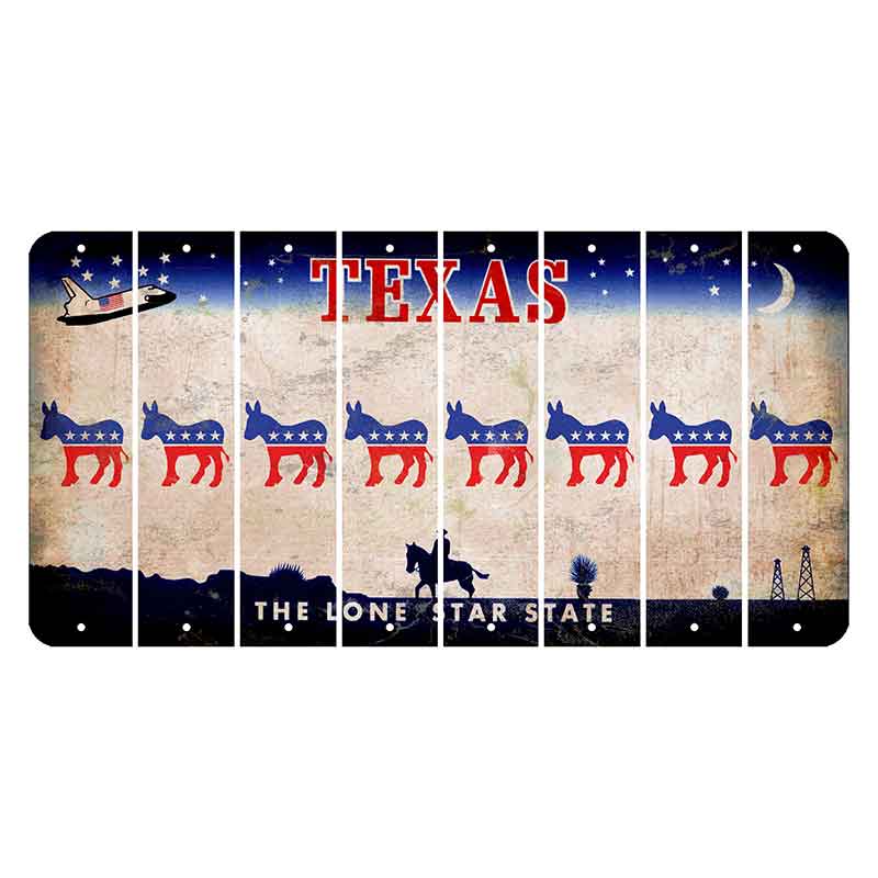 Texas Space Shuttle Cut License Plate Strips (Set of 8) Democrat