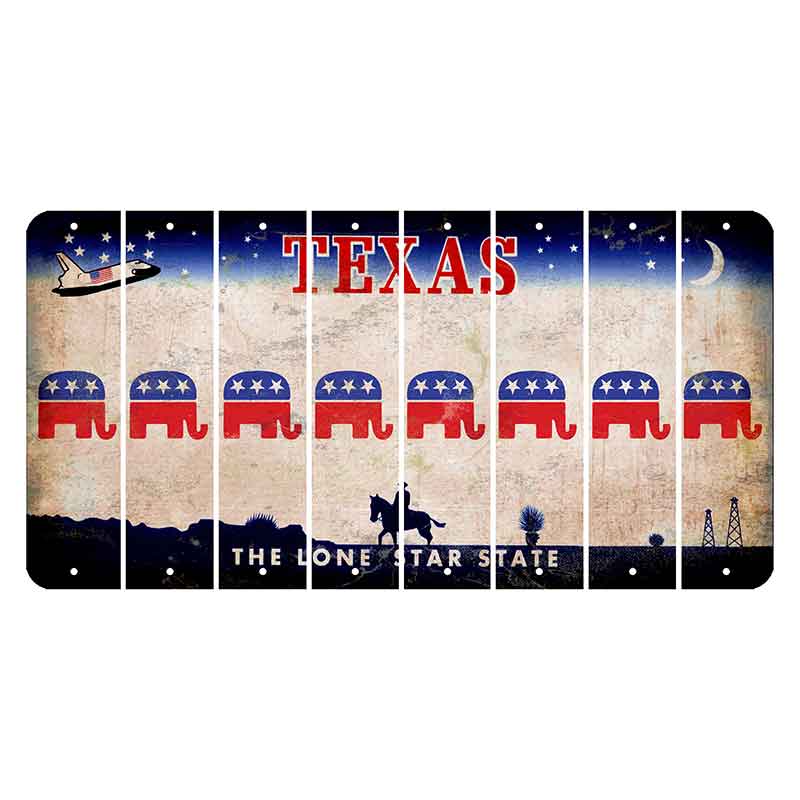 Texas Space Shuttle Cut License Plate Strips (Set of 8) Republican