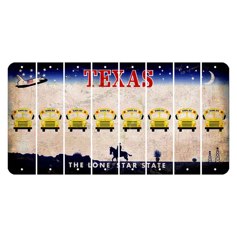 Texas Space Shuttle Cut License Plate Strips (Set of 8) School Bus