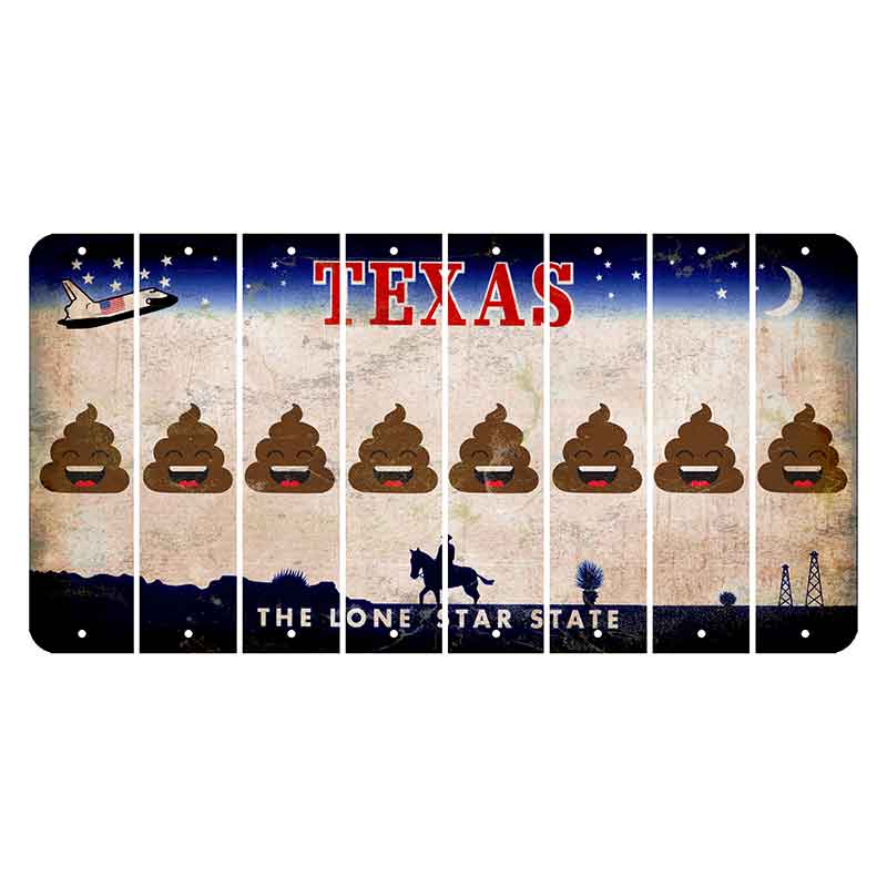 Texas Space Shuttle Cut License Plate Strips (Set of 8) Emoji - Poop