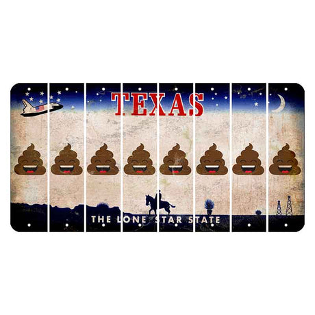 Texas Space Shuttle Cut License Plate Strips (Set of 8) Emoji - Poop