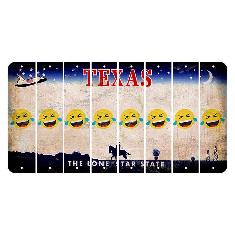 Texas Space Shuttle Cut License Plate Strips (Set of 8) Emoji - Laughing