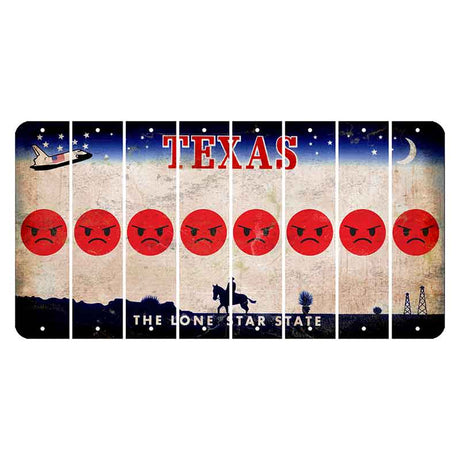 Texas Space Shuttle Cut License Plate Strips (Set of 8) Emoji - Angry