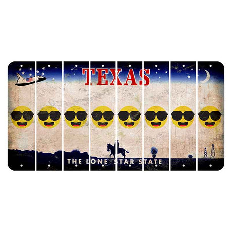 Texas Space Shuttle Cut License Plate Strips (Set of 8) Emoji - Shades