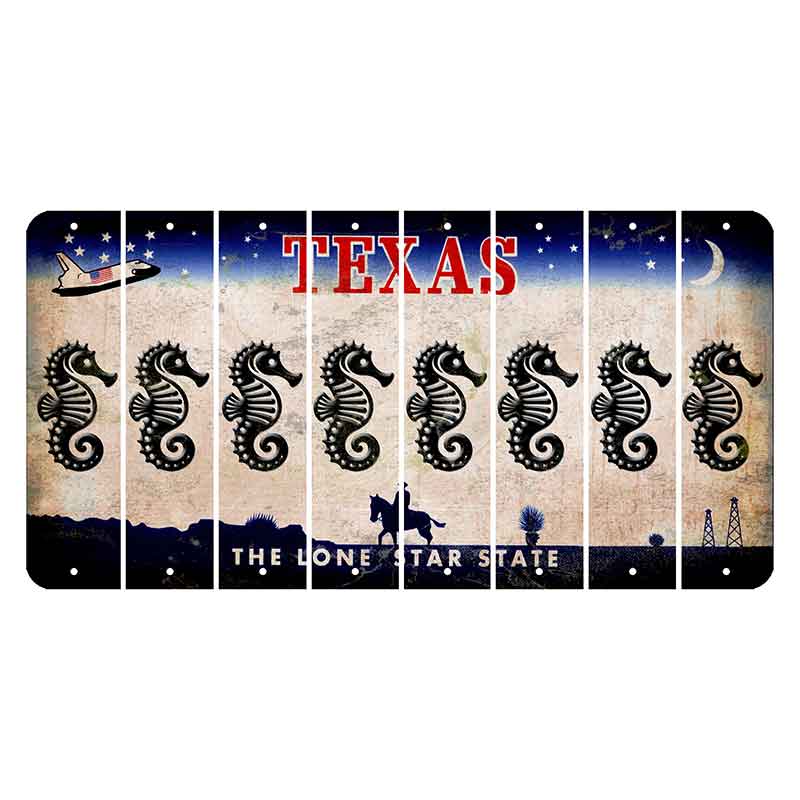 Texas Space Shuttle Cut License Plate Strips (Set of 8) Seahorse