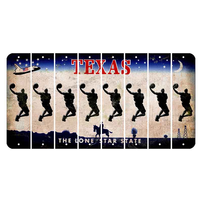 Texas Space Shuttle Cut License Plate Strips (Set of 8) Basketball Player