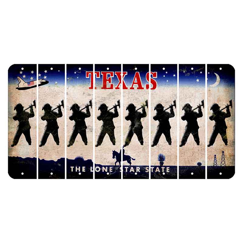 Texas Space Shuttle Cut License Plate Strips (Set of 8) Fireman with Axe