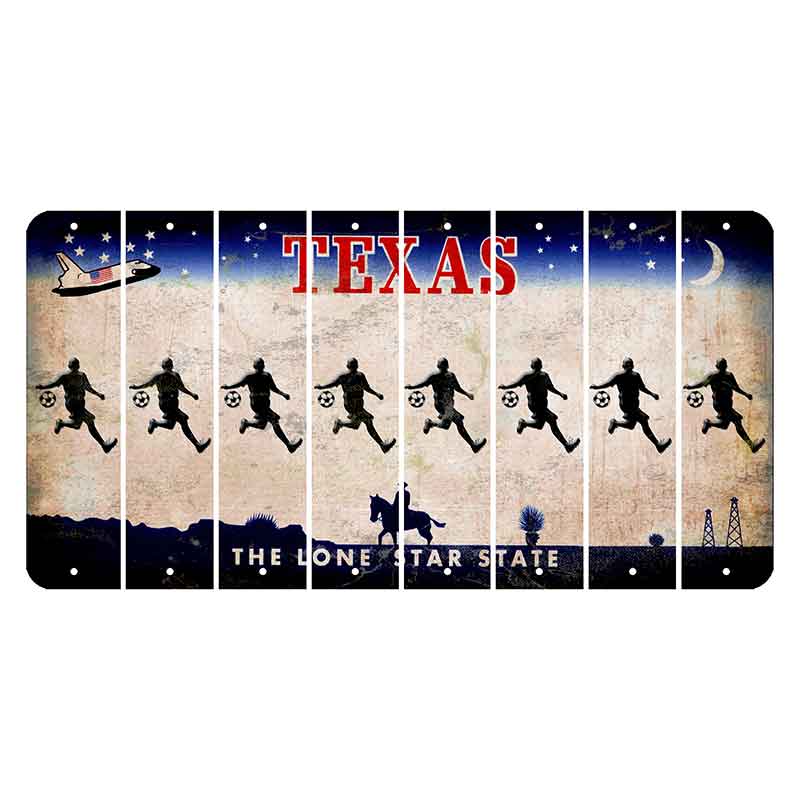 Texas Space Shuttle Cut License Plate Strips (Set of 8) Soccer Player