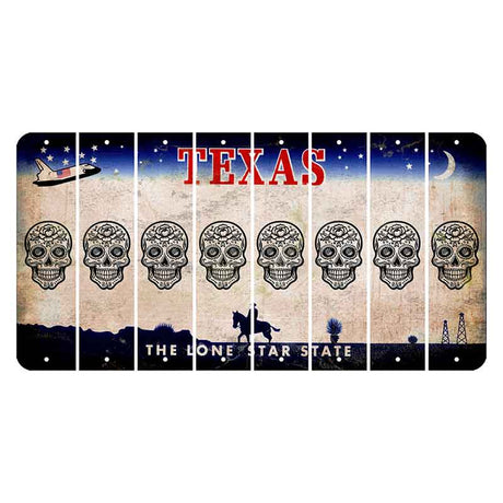 Texas Space Shuttle Cut License Plate Strips (Set of 8) Sugar Skull