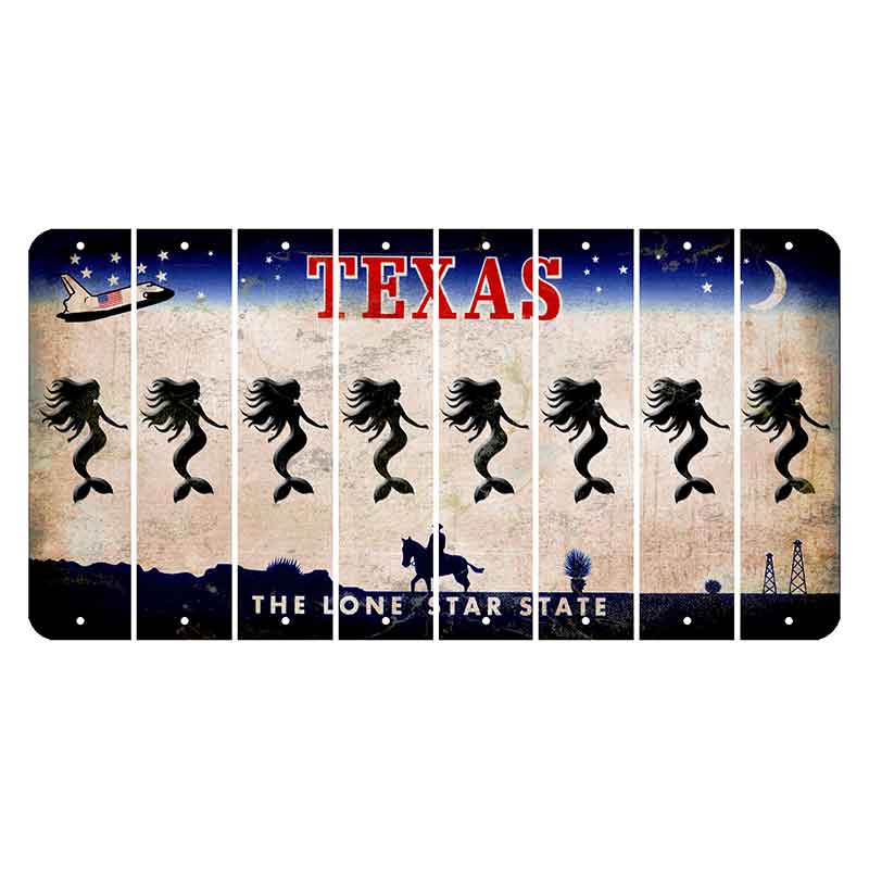 Texas Space Shuttle Cut License Plate Strips (Set of 8) Mermaid