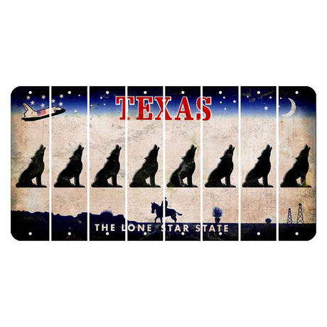 Texas Space Shuttle Cut License Plate Strips (Set of 8) Howling Wolf