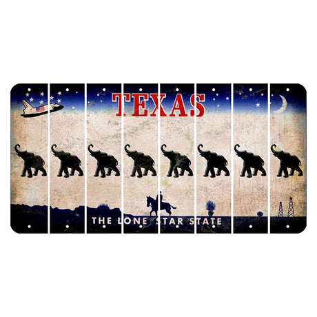 Texas Space Shuttle Cut License Plate Strips (Set of 8) Elephant