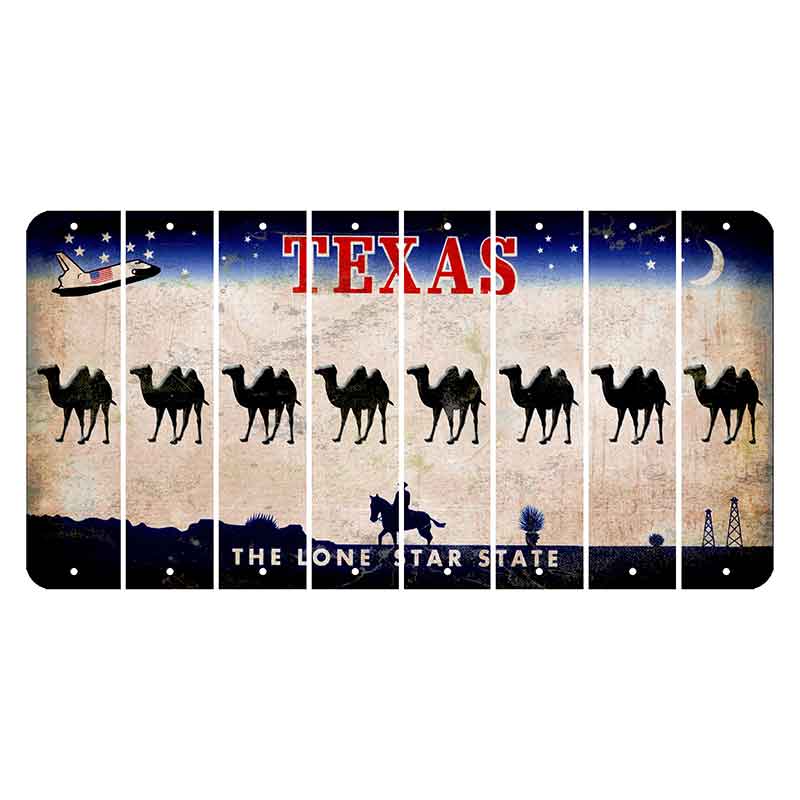 Texas Space Shuttle Cut License Plate Strips (Set of 8) Camel