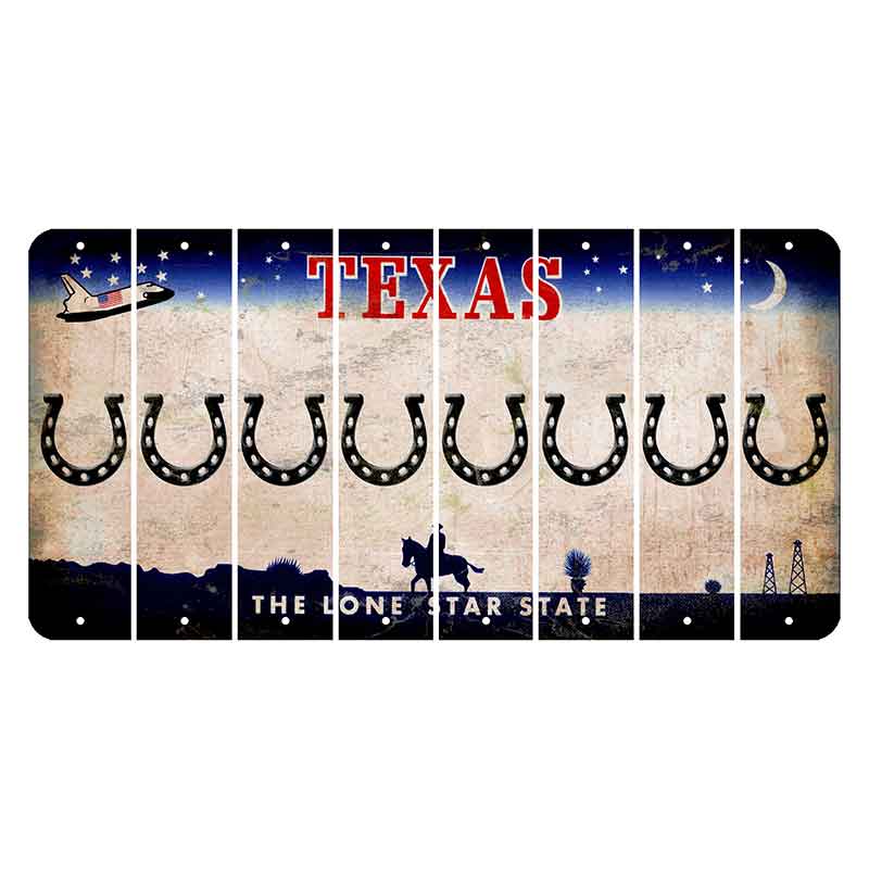 Texas Space Shuttle Cut License Plate Strips (Set of 8) Horseshoe