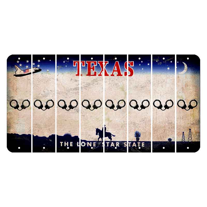 Texas Space Shuttle Cut License Plate Strips (Set of 8) Handcuffs