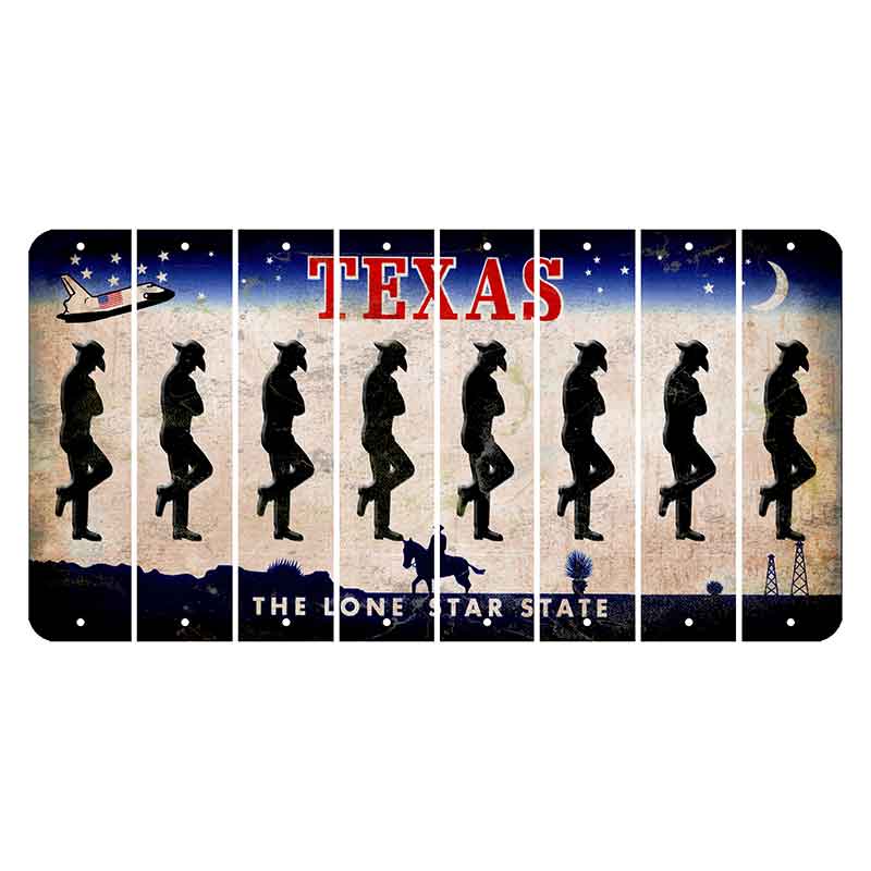 Texas Space Shuttle Cut License Plate Strips (Set of 8) Cowboy - Leaning