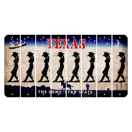 Texas Space Shuttle Cut License Plate Strips (Set of 8) Cowgirl - Leaning