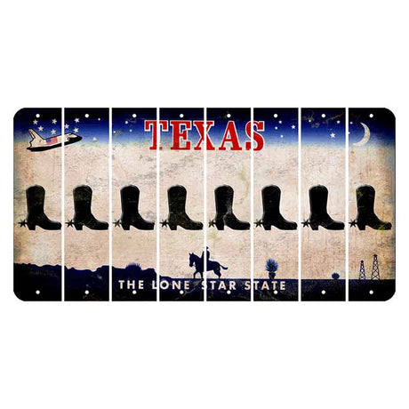 Texas Space Shuttle Cut License Plate Strips (Set of 8) Cowboy Boot