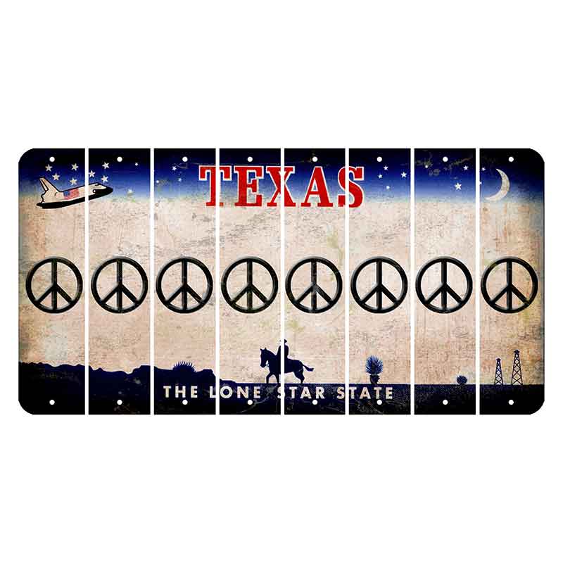 Texas Space Shuttle Cut License Plate Strips (Set of 8) Peace Sign