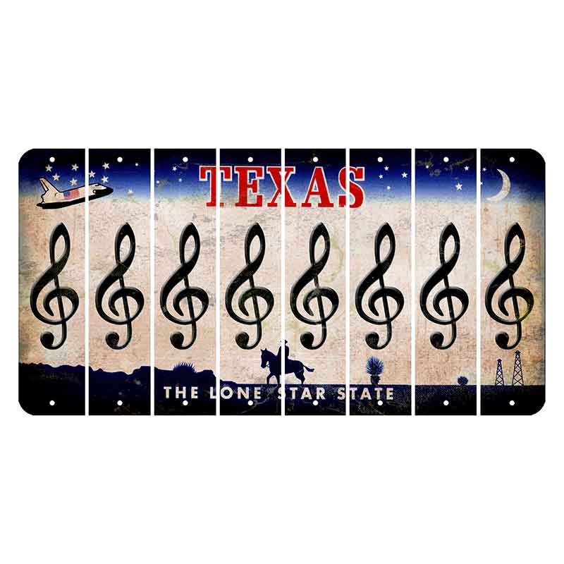 Texas Space Shuttle Cut License Plate Strips (Set of 8) Music Note