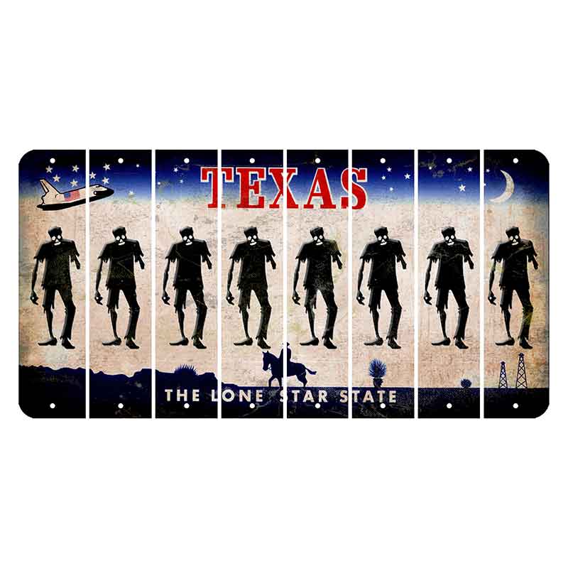 Texas Space Shuttle Cut License Plate Strips (Set of 8) Zombie