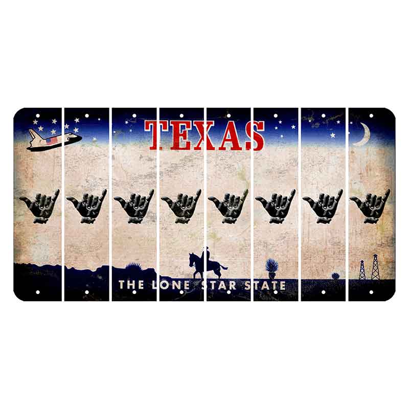 Texas Space Shuttle Cut License Plate Strips (Set of 8) Hang Loose