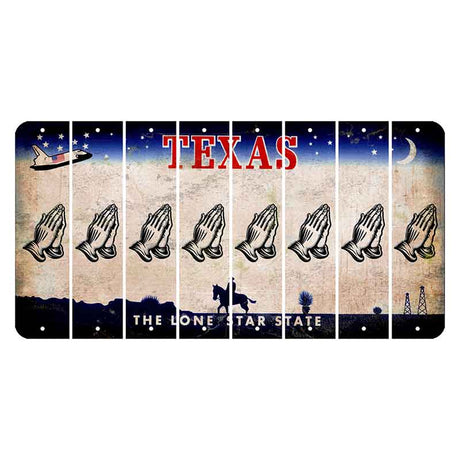 Texas Space Shuttle Cut License Plate Strips (Set of 8) Praying Hands