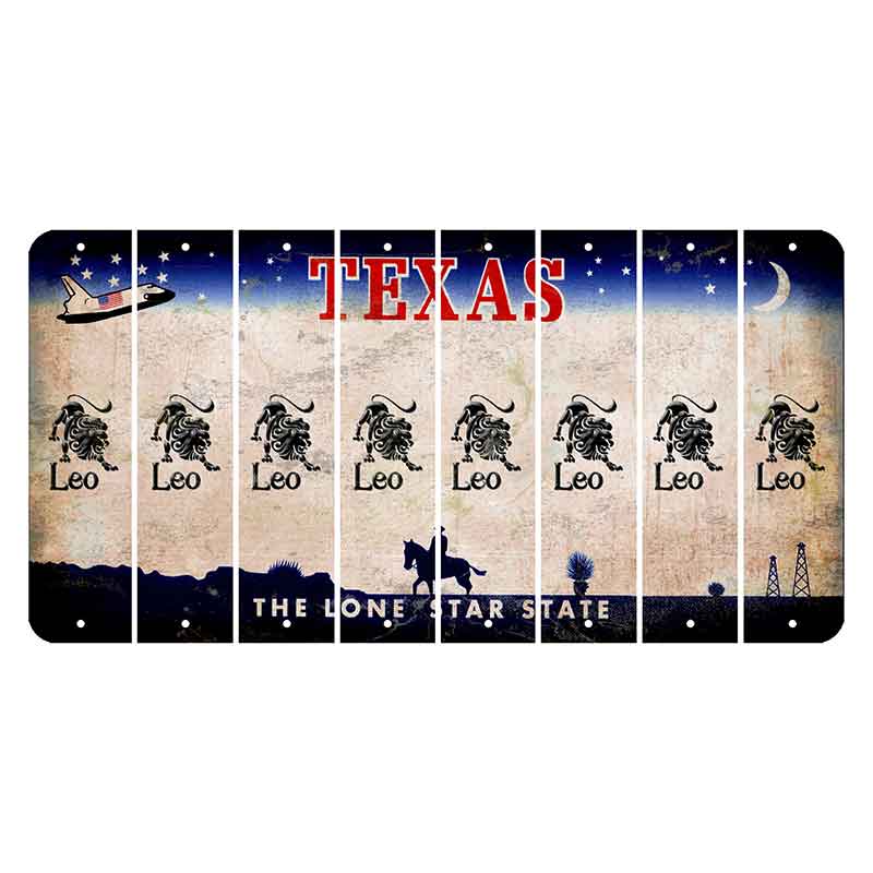 Texas Space Shuttle Cut License Plate Strips (Set of 8) Zodiac Sign - Leo