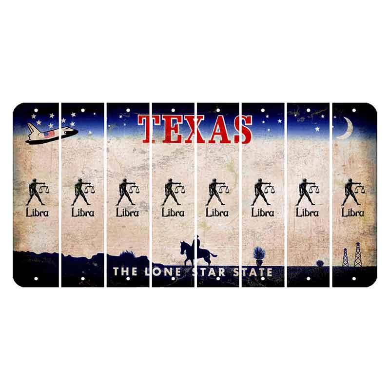 Texas Space Shuttle Cut License Plate Strips (Set of 8) Zodiac Sign - Libra