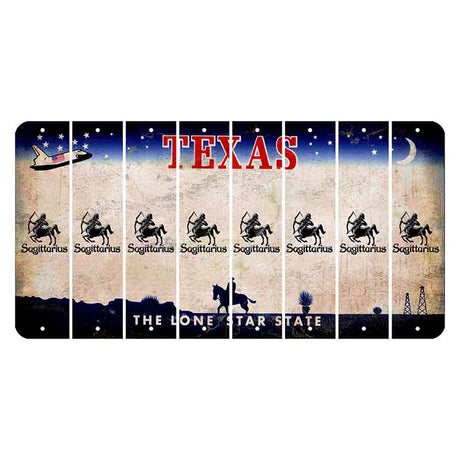 Texas Space Shuttle Cut License Plate Strips (Set of 8) Zodiac Sign - Sagittarius