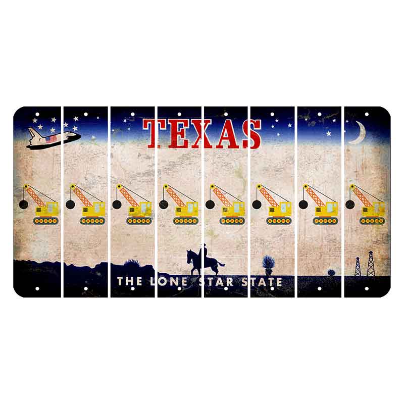 Texas Space Shuttle Cut License Plate Strips (Set of 8) Wrecking Ball Crane