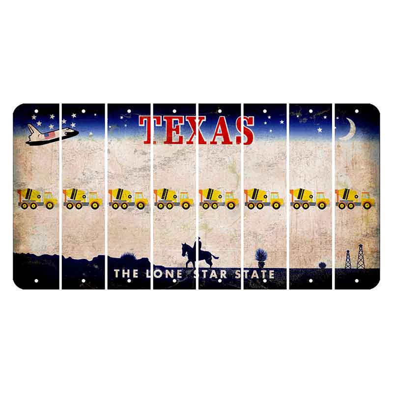 Texas Space Shuttle Cut License Plate Strips (Set of 8) Cement Truck