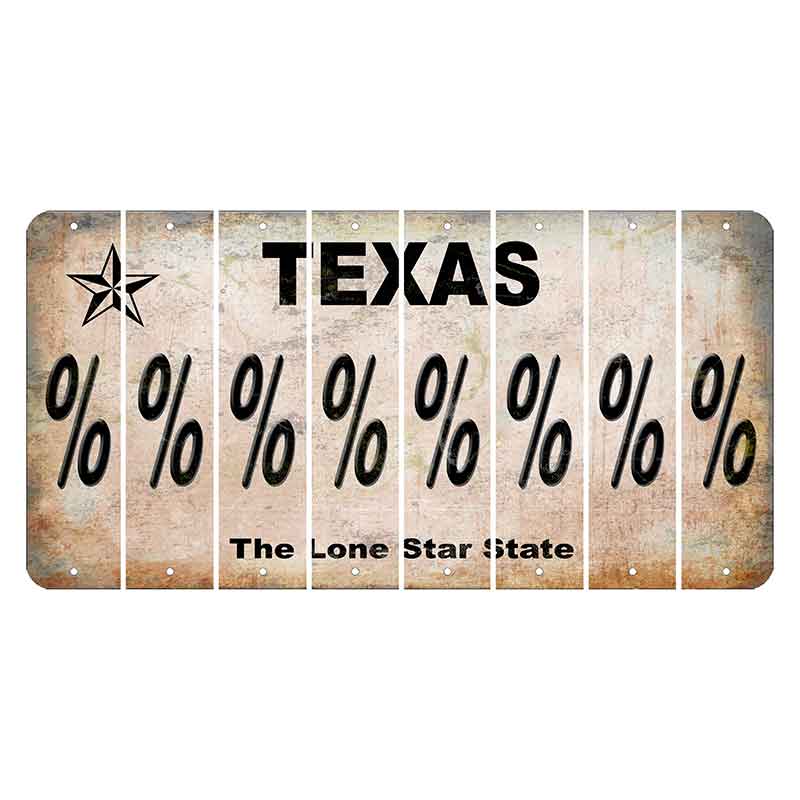 Texas Classic Cut License Plate Strips (Set of 8) Percent Sign