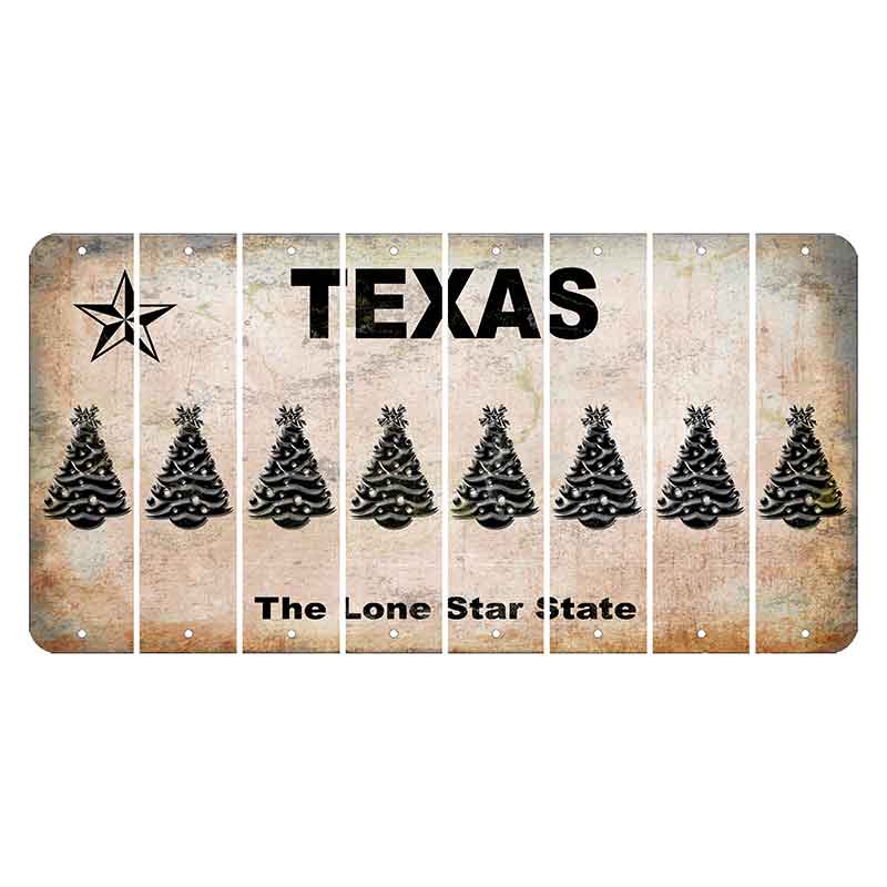 Texas Classic Cut License Plate Strips (Set of 8) Christmas Tree