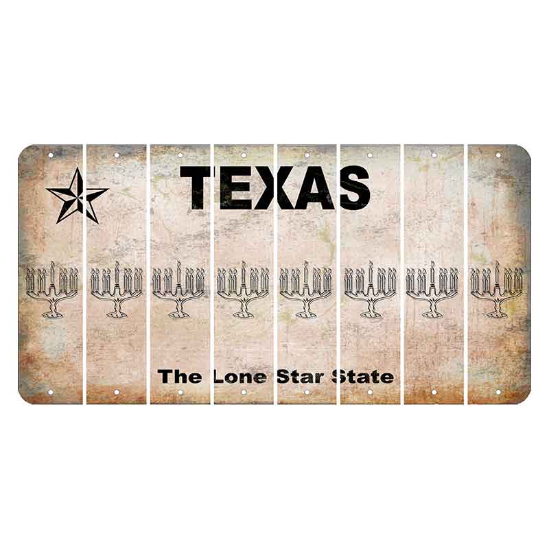 Texas Classic Cut License Plate Strips (Set of 8) Menorah