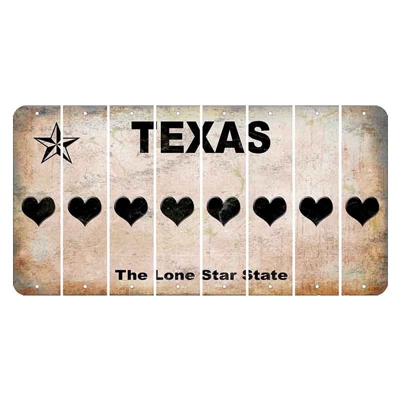 Texas Classic Cut License Plate Strips (Set of 8) Heart