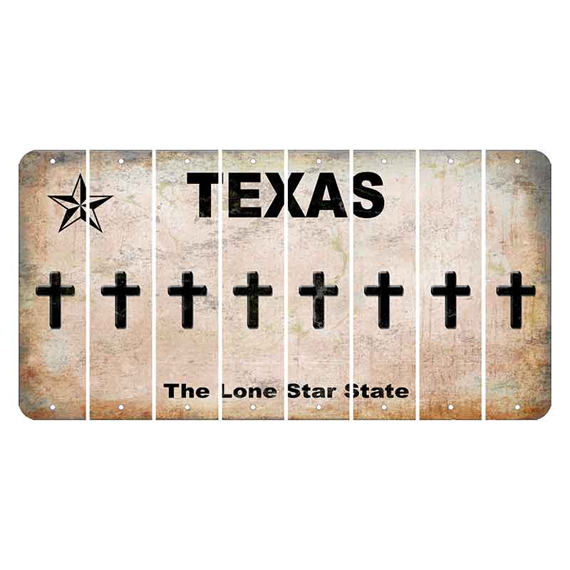 Texas Classic Cut License Plate Strips (Set of 8) Cross