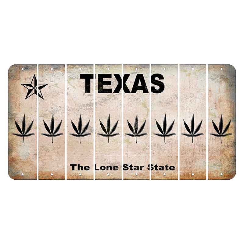 Texas Classic Cut License Plate Strips (Set of 8) Pot Leaf