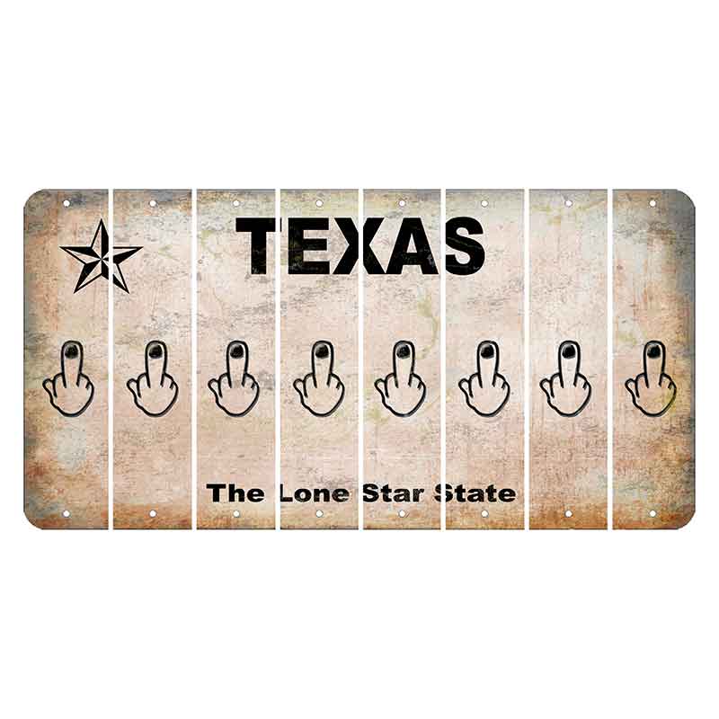 Texas Classic Cut License Plate Strips (Set of 8) Middle Finger