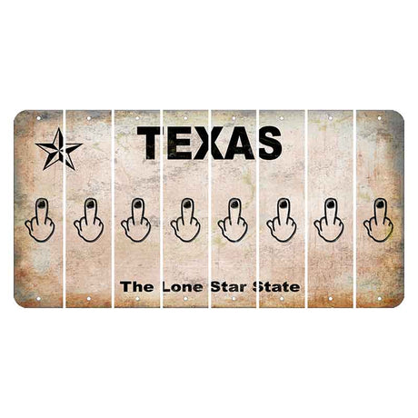 Texas Classic Cut License Plate Strips (Set of 8) Middle Finger