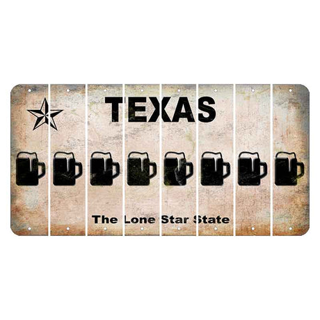 Texas Classic Cut License Plate Strips (Set of 8) Beer Mug