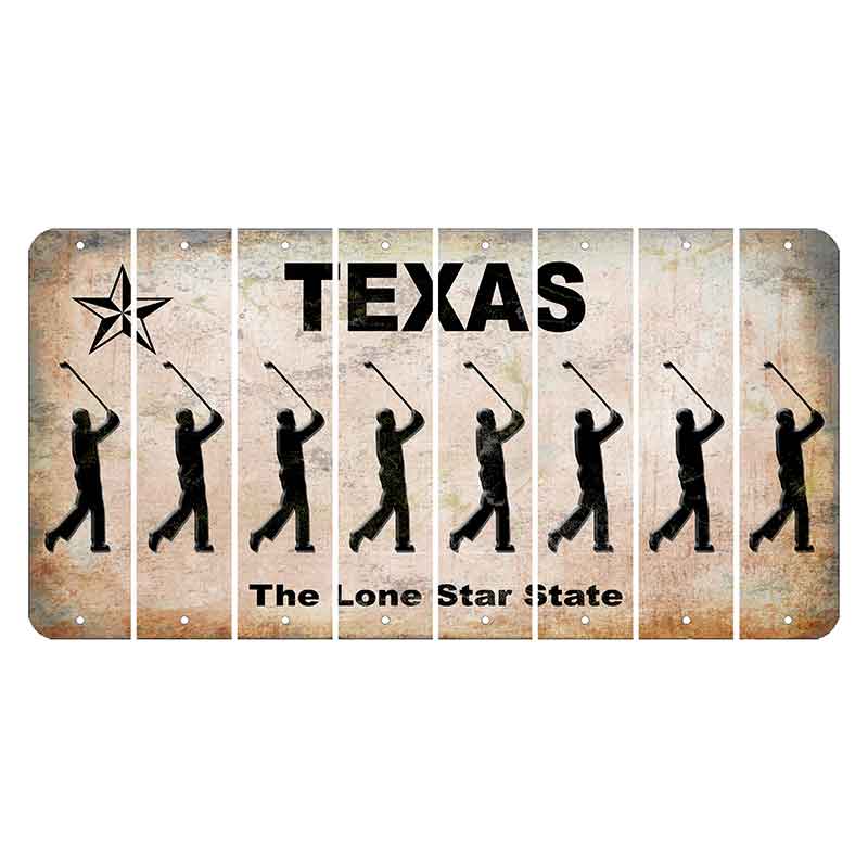 Texas Classic Cut License Plate Strips (Set of 8) Male Golfer