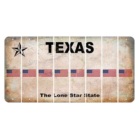 Texas Classic Cut License Plate Strips (Set of 8) American Flag