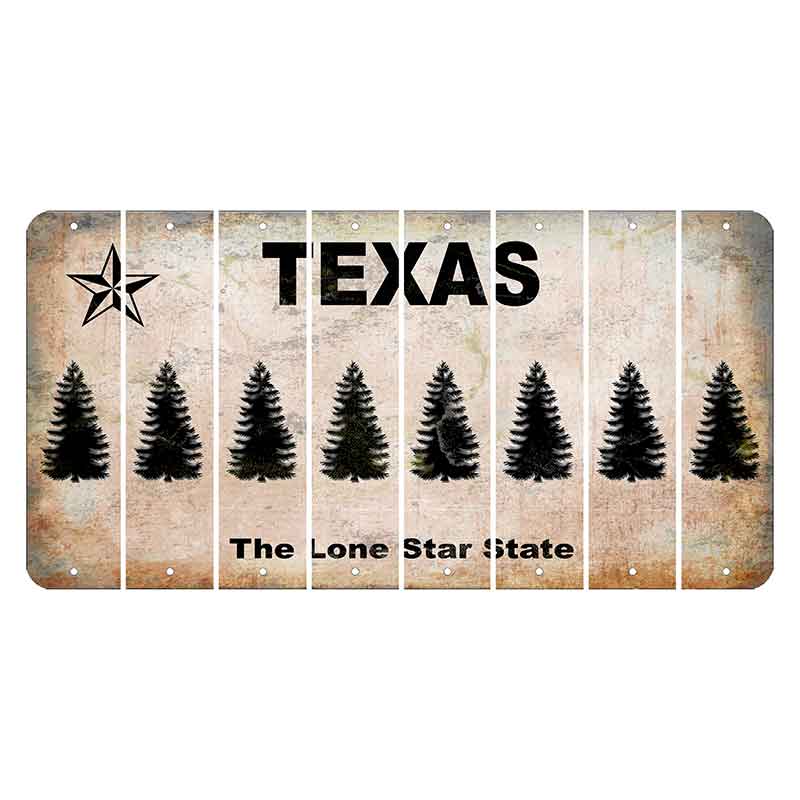 Texas Classic Cut License Plate Strips (Set of 8) Pine Tree