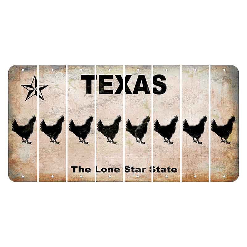 Texas Classic Cut License Plate Strips (Set of 8) Chicken