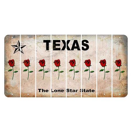 Texas Classic Cut License Plate Strips (Set of 8) Red Rose