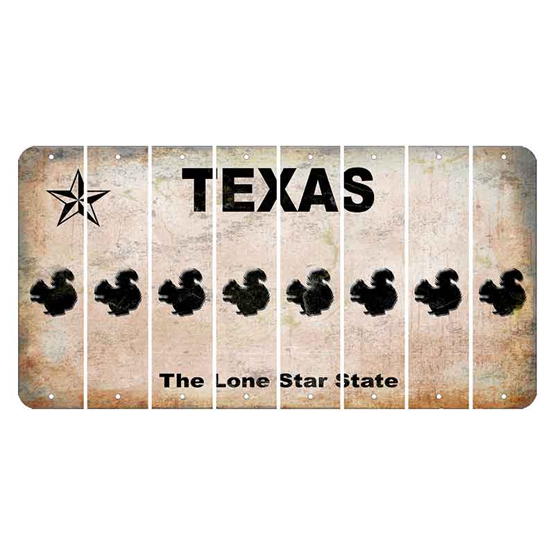 Texas Classic Cut License Plate Strips (Set of 8) Squirrel