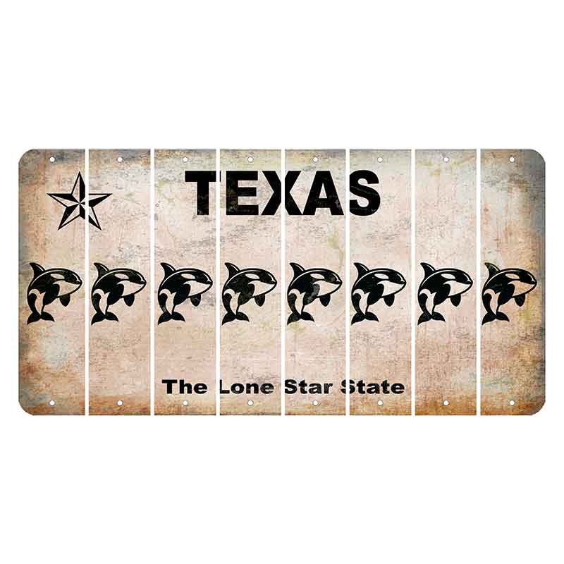 Texas Classic Cut License Plate Strips (Set of 8) Whale