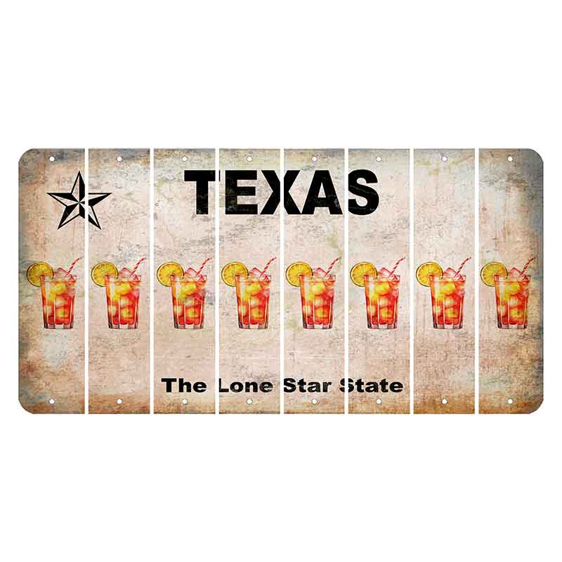 Texas Classic Cut License Plate Strips (Set of 8) Cocktail