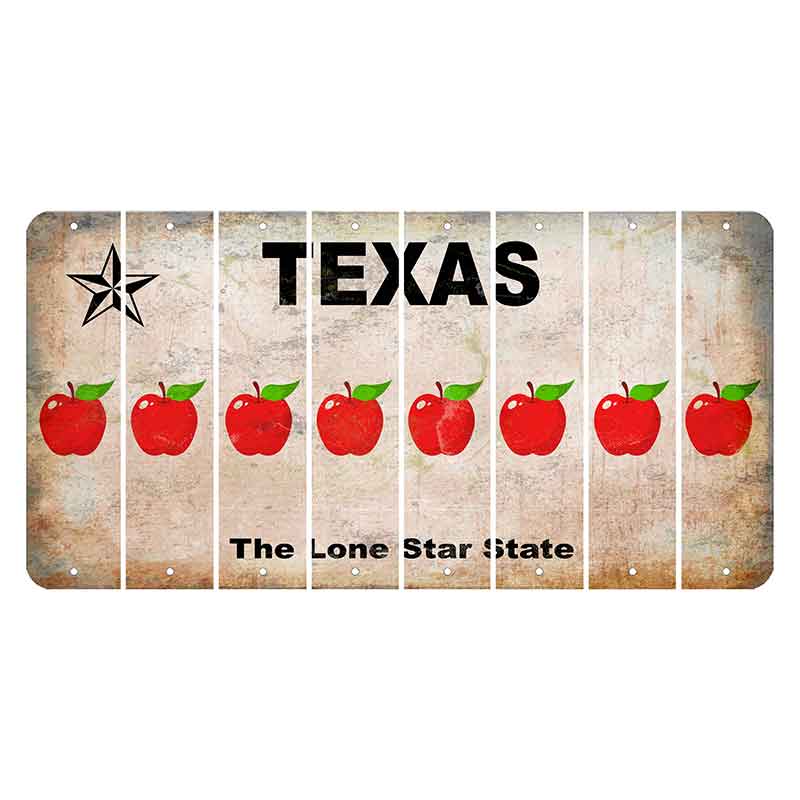 Texas Classic Cut License Plate Strips (Set of 8) Apple